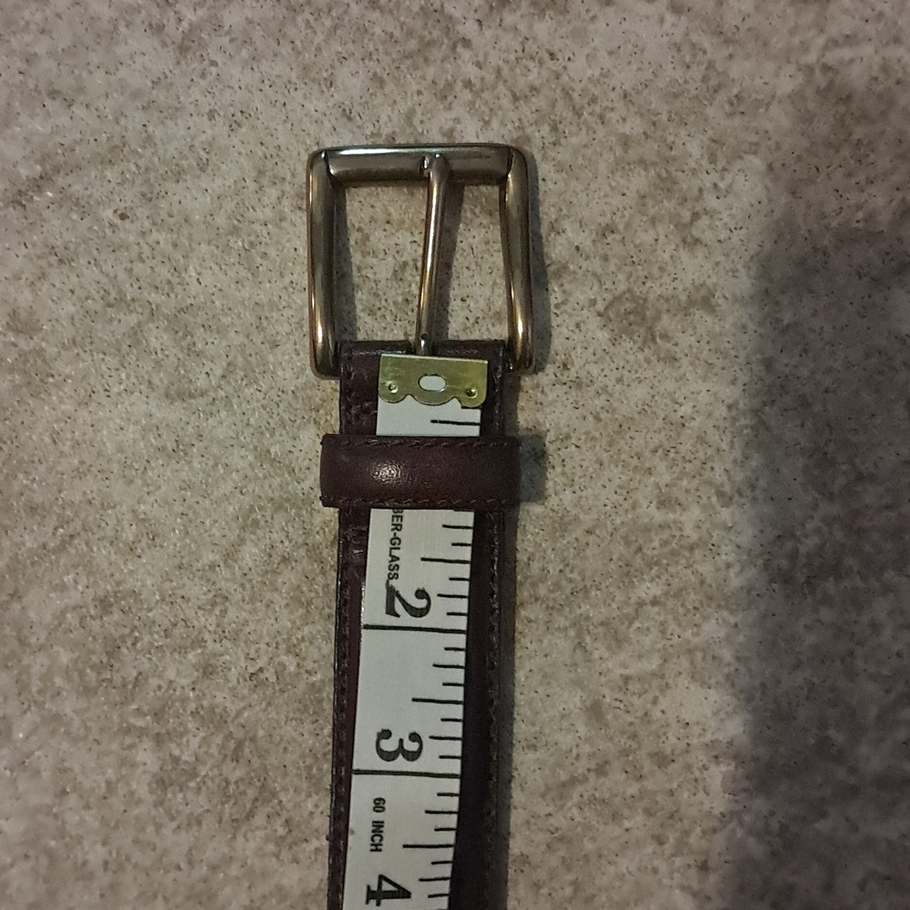 Fossil Men's Brown Woven Leather Belt Brass Basic Classic Western Dress Preowned - Picture 10 of 11